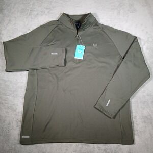 Northyard 1/4 Zip Pullover Sweater Men's XL Green Grid Fleece